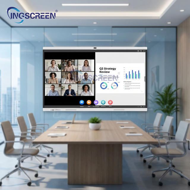 INGSCREEN Interactive Smart Board Android System Digital Whiteboard with Anti-Glare Glass for Hybrid Office & Remote Learning