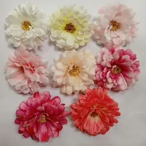 Buquê de flores de seda artificial Zinnia para casamento, decoração de 8 cores e 10 cm, pétala de cauda de sereia, crisântemo