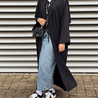 Abaya Loriya Modest Crepe Trend 2025, coupe ample, nœud papillon, kimono, vêtements islamiques, abaya musulmane, robe maxi Dubaï