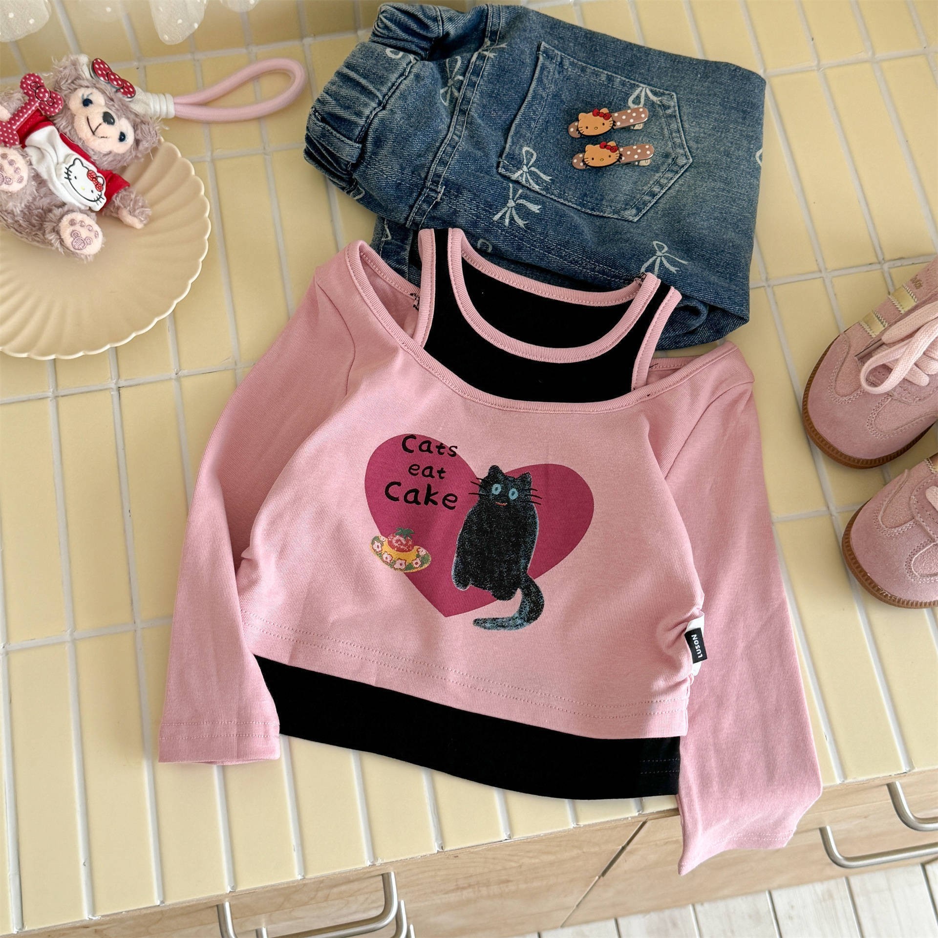 8346-Fan Fake Two-Piece Set