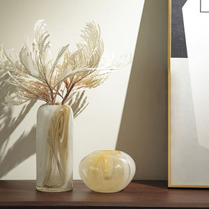 A Pair High <b>Cylinder</b> Low Ball Flower Neckless with clear <b>Glass</b> Jug Bud <b>Vase</b> Round - Product Image 6