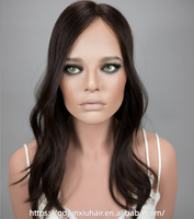 Topper en dentelle de luxe en cheveux humains vierges européens, à nœuds invisibles, lisse, noir naturel, sans colle, Topper casher juif pour femmes