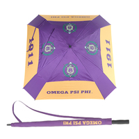 Parapluie de golf carré personnalisé avec logo, double couche, diamètre ouvert 130 cm, en tissu pongé, ouverture semi-automatique, aération intégrée