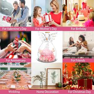 Statua di Angelo in Vetro con Rosa Eterna Conservata, Regalo per Natale, Festa della Mamma, Laurea, Ringraziamento, Anniversario per Donne e Mamme - Product Image 4