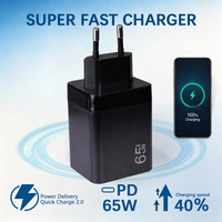 Evrensel 65W GaN Hızlı Şarj USB-C PD 3.0 Duvar Adaptörü Geri Çekilebilir Kablolu Laptop Seyahat Şarj Cihazı OTP Korumalı EU Fişli 5V3A