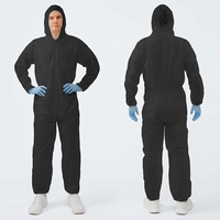 Combinaisons jetables antistatiques imperméables en tissu PE SMS avec capuche, ensemble de 5 pièces, 50 GSM, légères, fermeture éclair avant, chevilles élastiques