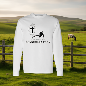 Camiseta de manga larga God Bless My Connemara Pony para amantes de los caballos - Product Image 3