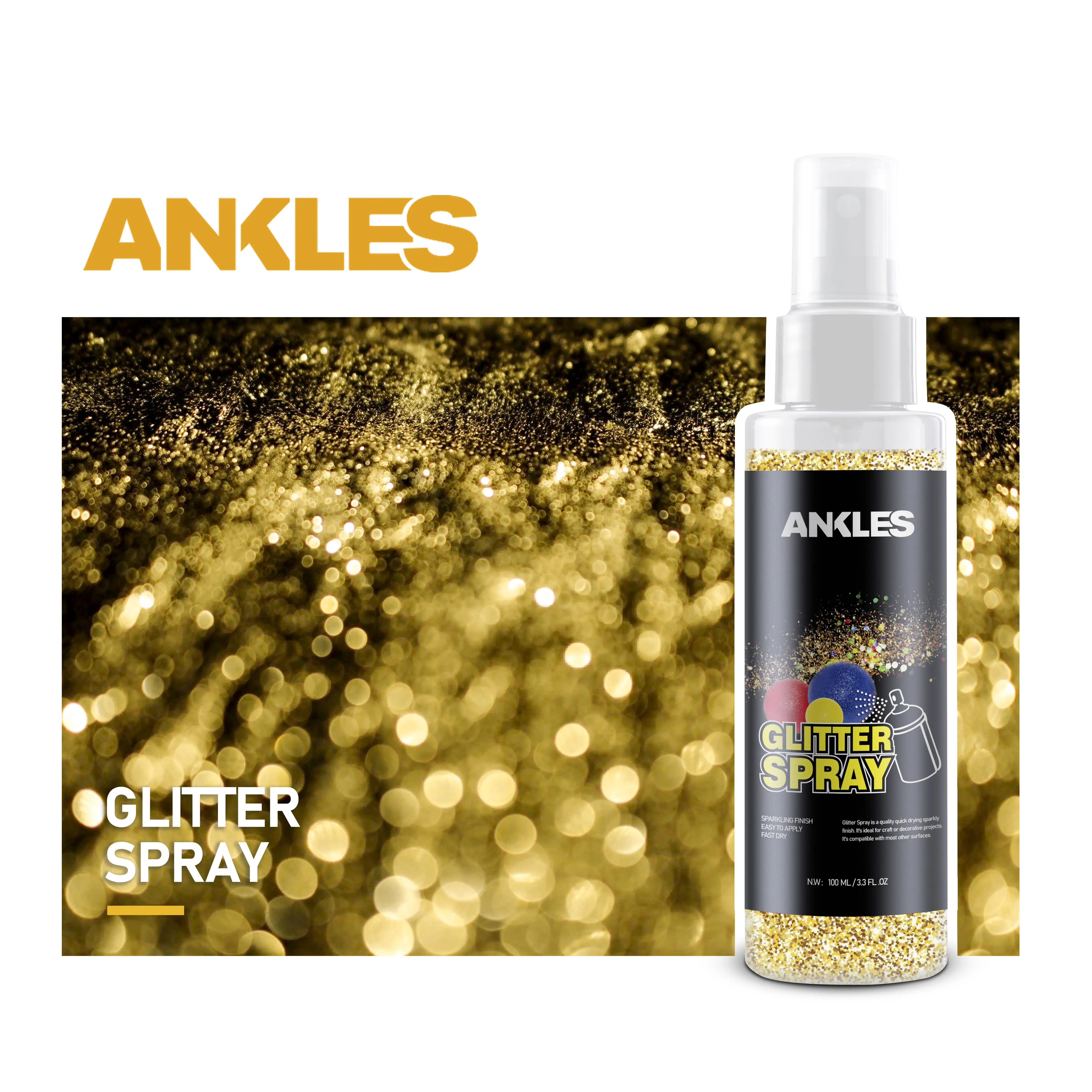 ANKLES 100ml Multi Color Glitter Spray Paint for Crafts