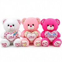 Ours en peluche personnalisé assis, animaux en peluche roses, blancs, trois couleurs, pour les acheteurs de fleuristes
