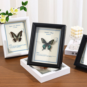 3D khô hoa bướm mẫu khung hình trang trí khung ảnh khung ảnh rỗng màu đen phong cách Châu Âu - Product Image 2