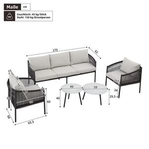 जेयूनियन हाथ से बुने रस्सी उद्यान फर्नीचर आधुनिक आउटडोर फर्नीचर धातु फ्रेम लाउंज पैटिओ ग्लास टॉप कॉफी टेबल सेट के साथ सेट - Product Image 2