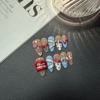 Uñas Postizas de Primavera y Verano, Serie de Colores Claros, Relieve 3D, Flores Sintéticas Brillantes, Hechas a Mano, de Alta Calidad