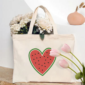 Sac à bandoulière personnalisé pour voyage, sac de courses réutilisable pour femme, sac fourre-tout en toile à motif cœur - Product Image 1