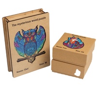Casse-tête hibou en bois 3D personnalisé jouets éducatifs pour enfants avec boîte en bois de style animal pour boîtes d'artisanat en bois enseignes murales