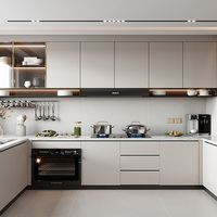 Armoire de cuisine modulaire en bois, style porte plate, moderne et simple, personnalisable, QD-KC-1001, pour la décoration intérieure résidentielle CN