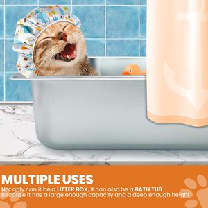 Có Thể Tháo Rời Cao Hai Mặt Không Dính Bề Mặt Mịn Dễ Dàng Làm Sạch Mở Lớn Thép Không Gỉ Mèo Hộp Rác - Product Image 5