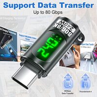 Adaptateur USB Type C 240W 80Gbps avec testeur de puissance, affichage numérique LED de tension/courant/puissance, connecteur d'extension pour iPhone