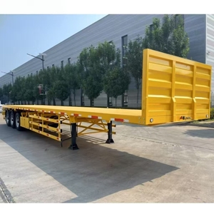 Semi-remorque plateau à suspension mécanique 3 essieux 40-60 tonnes, neuve, à <span class=keywords><strong>prix</strong></span> réduit, pour le <span class=keywords><strong>transport</strong></span> de conteneurs de 20, 40 et 45 pieds - Product Image 2
