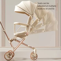 Poussette bébé en alliage d'aluminium 360 °   Siège rotatif pliable à une touche 175 °   Poussette de voyage pour bébé avec siège inclinable, ceinture de sécurité à 5 points et plateau amovible