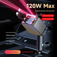 Approvisionnement direct d'usine, chargeur de voiture multifonctionnel de type C pour toit, charge rapide 120W, compatible avec les téléphones IOS et Android.