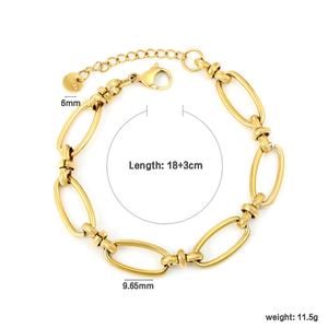 Fashion Stainless Steel Jewelry 18K Gold Plated Bracelet Chunky Link <b>Chain</b> Adjustable Toggle Clasp Minimalist Bracelet for Women - Product Image 3