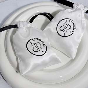 Custom Satin Bag Storage Bags with Ribbon Closure Silk Screen Printed Packaging Gift Bag for <b>Wig</b> - Product Image 6