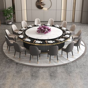 Hotel Suite Luxury Dining <b>Table</b> Set With Lazy VIP Room Smart Big Marble Round Chairs Round Dining <b>Table</b> With Chairs - Product Image 5