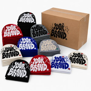 Gorros de Punto Jacquard Y2K Personalizados <span class=keywords><strong>con</strong></span> Logotipo, Gorro de Invierno de Marca Privada para Tiendas Minoristas, Gorra de Ropa, Mercancía de Marca, Gorro de Punto - Product Image 1