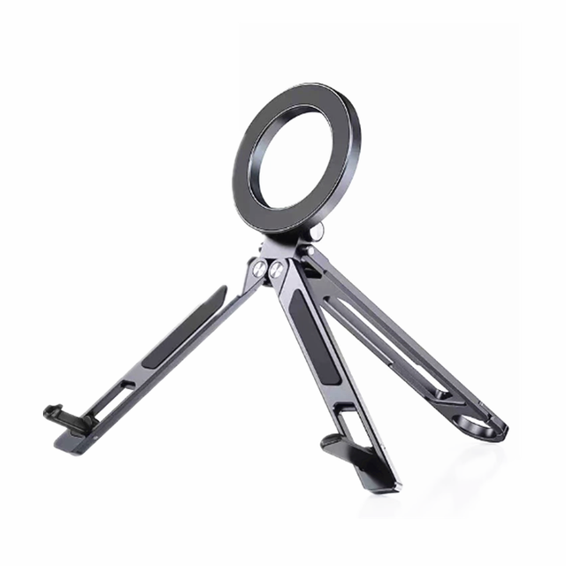 Magnetic Phone Tripod Stand, Multi-Angle Adjustable Aluminum Foldable Holder with Carabiner for Smartphone & Tablet