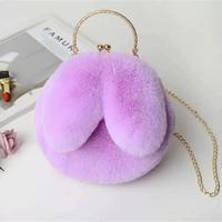 Sac à main Princesse en fausse fourrure, nouveau sac à chaîne, sac à main mignon avec oreilles de lapin, rose adorable