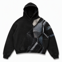 Sweat à capuche noir Original Slate Armor, motif géométrique, style streetwear utilitaire, pour le printemps, 100% polyester respirant, vente en gros OEM