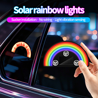 Lampe d'ambiance solaire à double charge pour voiture, avec capteur de vibration intelligent et ventouse puissante, pour vitre, éclairage décoratif LED