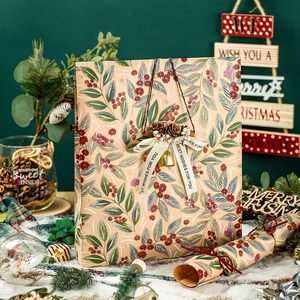 Kraft Christmas Wrapping <b>Paper</b> <b>Roll</b> 17 In X 33 Ft Vintage Watercolor Pattern For Holiday Gift <b>Wrap</b> - Product Image 6