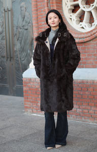 Elegante cappotto invernale lungo reversibile Mouton da <span class=keywords><strong>donna</strong></span> in pelliccia di agnello giacca di pelle reversibile giacche di pelle da <span class=keywords><strong>donna</strong></span> - Product Image 6