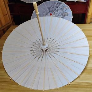 Parasol en plastique blanc avec logo personnalisé, ouverture manuelle, léger, décoration pour mariage, photographie, événement en plein air - Product Image 3