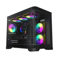 GAMEMAX HYPE-M Mid Tower MicroATX Gaming PC Case with Curved Glass Panel Steel Construction in Stock