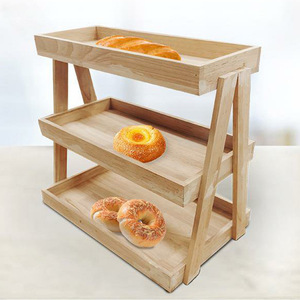Bandeja de Almacenamiento de Pan de Madera de Múltiples Niveles, Organizador de Encimera de Cocina de 3 Niveles para Exhibición en Panadería y Almacenamiento de Alimentos - Product Image 1
