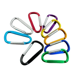 Wholesale flat D-Ring oem engraved custom logo aluminum metal steel keychain hook karabiner carabiner