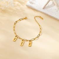 Bracelet personnalisé en acier inoxydable pour femme avec nom, chaîne de nom en or 18 carats, style tendance pour les fêtes