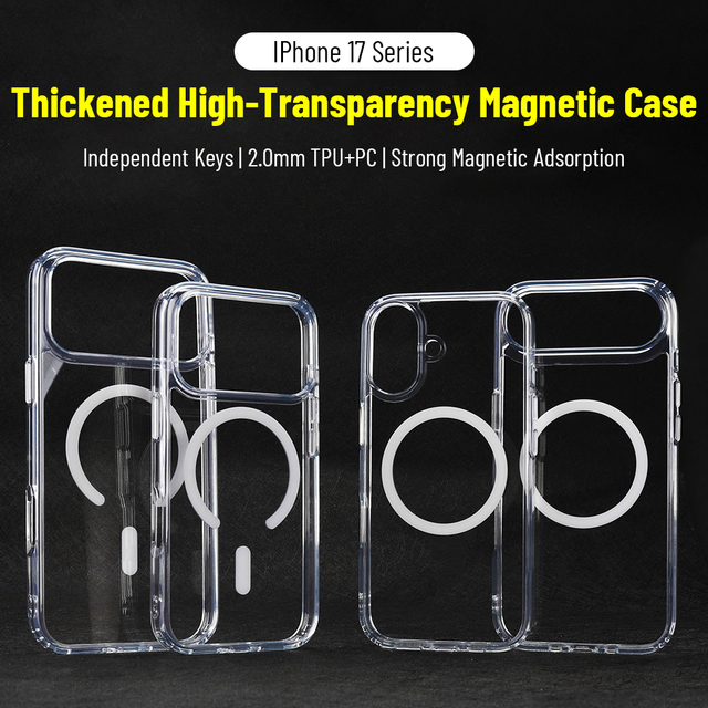 Crystal Clear Slim Acrylic Magnetic Shockproof TPU Full Body Protection Case f Back Cover for iPhone 18 17 16 15 Pro Max