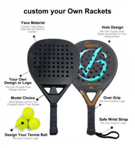 Juego de raquetas de Pádel de fibra de carbono 3K personalizadas, raquetas de Pádel deportivas de tenis de playa con estampado profesional duradero OEM - Product Image 2