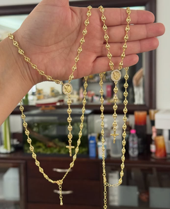 Collana <span class=keywords><strong>Rosario</strong></span> San Benedetto Placcata <span class=keywords><strong>Oro</strong></span> 18K per Donne, Collana con Croce e Medaglia di San Benedetto, Gioiello Cattolico da Preghiera, Regalo - Product Image 5
