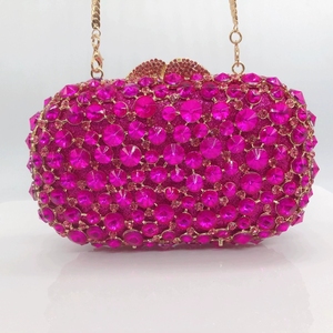 <span class=keywords><strong>Borsa</strong></span> da sera da <span class=keywords><strong>donna</strong></span> <span class=keywords><strong>fucsia</strong></span> cava con strass, pochette di lusso rosa shocking con cristalli per matrimonio, <span class=keywords><strong>borsa</strong></span> da sposa, <span class=keywords><strong>borsa</strong></span> africana con rivetti a diamante - Product Image 2