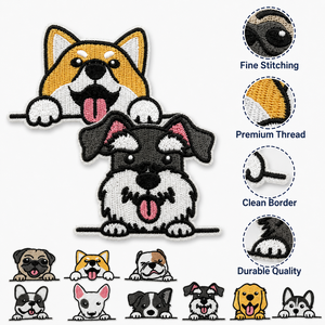 Prêts à expédier : Patchs pour chiens, badges brodés mignons de chiots espionnant, appliques thermocollantes <span class=keywords><strong>Corgi</strong></span> Pug pour sacs et chapeaux, vente en gros en stock - Product Image 2