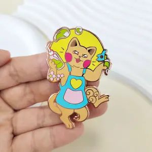 New product cartoon anime pins custom logo cat enamel badges metal lapel pins cute rose gold hard enamel pins with backing card