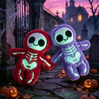 Breloque de sac squelette lumineux Halloween effrayant, pendentif crâne lumineux, décoration de sac à dos, cadeau, jouet en peluche, porte-clés