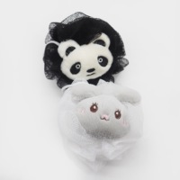 Bouffée de douche en maille réutilisable pour animaux de dessin animé Éponge de bain exfoliante Boule de lavage du corps pour enfants