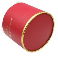Emballage de bonbons personnalisé avec logo, bord en feuille d'or et papier d'art rouge, boîte cadeau ronde rigide pour Noël et le Nouvel An