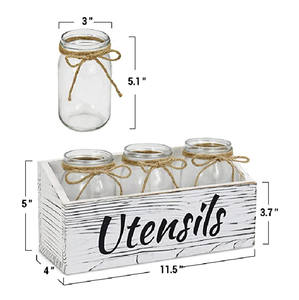 Classique Grand Rectangle En Bois Porte-Ustensiles Ferme Cuisine Comptoir Bac De Rangement avec Laque Technique Organisateur De <span class=keywords><strong>Bureau</strong></span> - Product Image 2