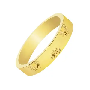 Gemnel atacado joias banhadas a ouro mulheres uso diário sunburst raios empilhando anel